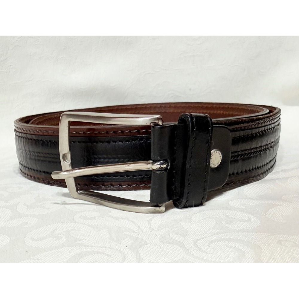 Unbranded Leather Belt‎ Mens 35" Black Brown Made in Italy Embossed Business